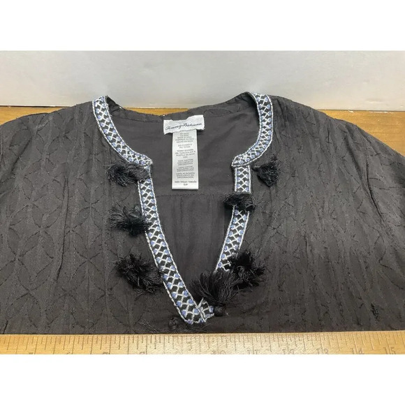 Tommy Bahama Women's Black Embroidered Tassel Tier Cover-Up Dress Size Small - Picture 9 of 11
